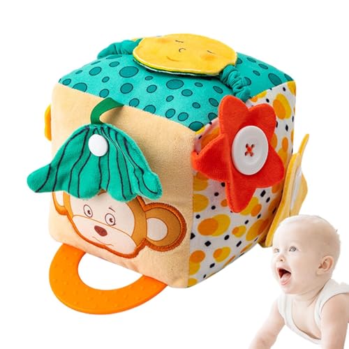 Dubbulon Aktivitätswürfel für Babys 6-12 Monate, Aktivitätswürfel, Beschäftigter Würfel Soft Baby Tissue Box Toy, Frühes Learning Travel Toys, Tissue -Box für Kinder, Familie, Freunde von Dubbulon