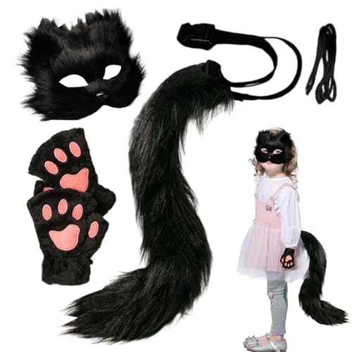 Dubbulon Halloween Tier Gesichtsmaske - Fellige Tierverkleidung Gesichtsbedeckung,Handschuhe Schwanz Partyzubehör Accessoires für Cosplay Verkleidung Feste Karneval Dubbulon Halloween Tier Gesichtsmaske - Fellige Tierverkleidung Gesichtsbedeckung,Handschuhe Schwanz Partyzubehör Accessoires für Cosplay Verkleidung Feste Karneval von Dubbulon
