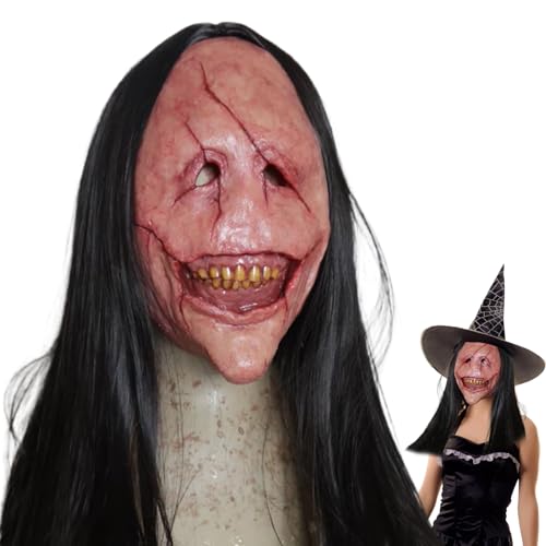 Dubbulon Horror Dämon Maske | Schaurige Festtags-Kopfmaske - Realistische Halloween-Gesichtsmaske mit Langhaar und Zähnen für Gruselpartys und Kostüme Dubbulon Horror Dämon Maske | Schaurige Festtags-Kopfmaske - Realistische Halloween-Gesichtsmaske mit Langhaar und Zähnen für Gruselpartys und Kostüme von Dubbulon