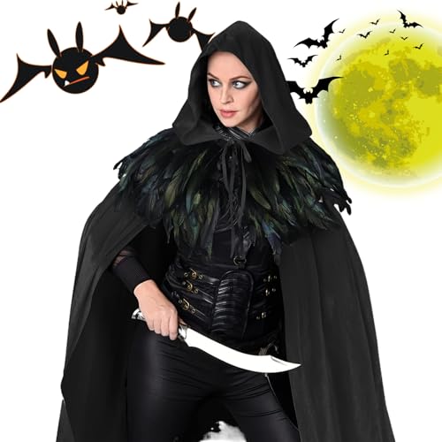 Dubbulon Kapuze Umhang | Renaissance-Kostüm Cape Mit Kapuze - Unisex Gewand Herren Damen Hexenkostüm für Mottopartys Dubbulon Kapuze Umhang | Renaissance-Kostüm Cape Mit Kapuze - Unisex Gewand Herren Damen Hexenkostüm für Mottopartys von Dubbulon