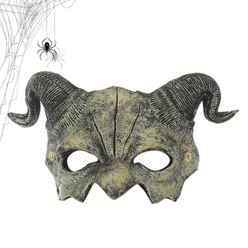 Dubbulon Kostüm Gesichtsbedeckung, Halloween Schafshorn Halbmaske, Gruseliger Kopfschmuck Partyzubehör für Cosplay Erwachsene Karneval Fotoshootings besondere Anlässe Dubbulon Kostüm Gesichtsbedeckung, Halloween Schafshorn Halbmaske, Gruseliger Kopfschmuck Partyzubehör für Cosplay Erwachsene Karneval Fotoshootings besondere Anlässe von Dubbulon