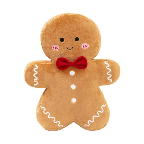 Dubbulon Lebkuchenmann Kissen Weihnachten - 17 cm Lebkuchenmann Plüsch Kuscheltiere | Weiches Kissen Lebkuchenmann Figur Puppe | Weihnachtsplüschtier Kinder R-agdoll Dekoration Geschenk Für Kinder von Dubbulon