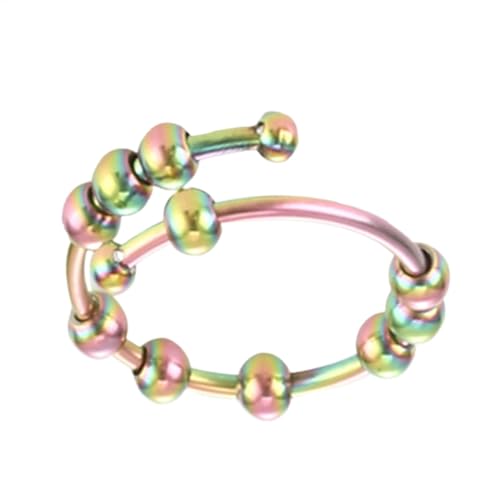 Dubbulon Spinner-Ring für Damen, Verstellbarer Zappelring | Fidget Relaxing Jewelry Damen Spinnerring | Einfacher Modeschmuck mit Perlen und Flexibler Passform, bequem für Verabredungen und von Dubbulon