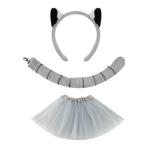Dubbulon Tierkostüme Für Kinder | Lemuren Ohren Kopfband Mit Schwanz - Kostümzubehör Für Bühne, Karneval, Mottopartys Und Verkleidung Als Mädchen Accessoire Dubbulon Tierkostüme Für Kinder | Lemuren Ohren Kopfband Mit Schwanz - Kostümzubehör Für Bühne, Karneval, Mottopartys Und Verkleidung Als Mädchen Accessoire von Dubbulon