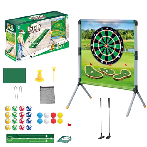 Golf Rasenspiel | Golf Abschlagmatte Mit Wurfspiel Für Groß Und Klein - Sportspielzeug Set mit Puttmatte Golfzubehör für Training Drinnen & Draußen Garten Golf Rasenspiel | Golf Abschlagmatte Mit Wurfspiel Für Groß Und Klein - Sportspielzeug Set mit Puttmatte Golfzubehör für Training Drinnen & Draußen Garten von Dubbulon
