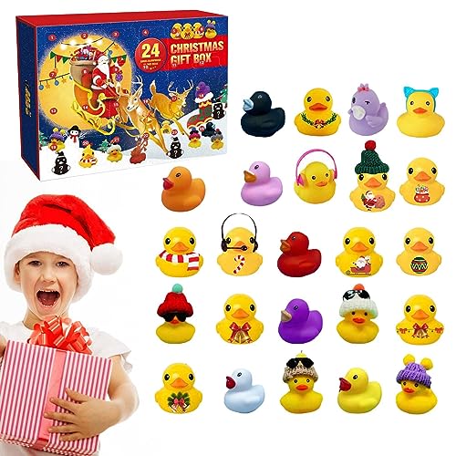 Gummi-Enten-Adventskalender 2023/2024 – Badespielzeug Aus Gummi-Enten, 24-Tage-Weihnachts-Countdown-Kalender | Gummi-Entchen-Badespielzeug | Weihnachtsgummi-enten | Baby-Adventskalender-Geschenke von Dubbulon