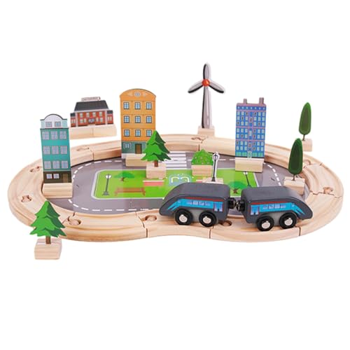 Pädagogische Puzzle-Strecke, Auto-Spielset, Straßen-Puzzle-Strecke für Kinder - Flexible Straßen-Puzzlebahn aus Holz für Kinder 46 Stück - -Spielzeug, lustige Bausteine, pädagogisches von Dubbulon