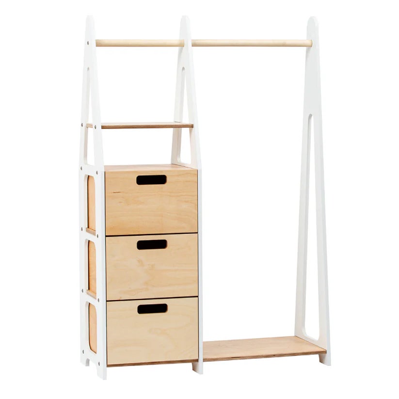 Duck Woodworks Kleiderständer mit Schubladen, Weiß, Kinderzimmerschrank, Kinderzimmer von Duck Woodworks