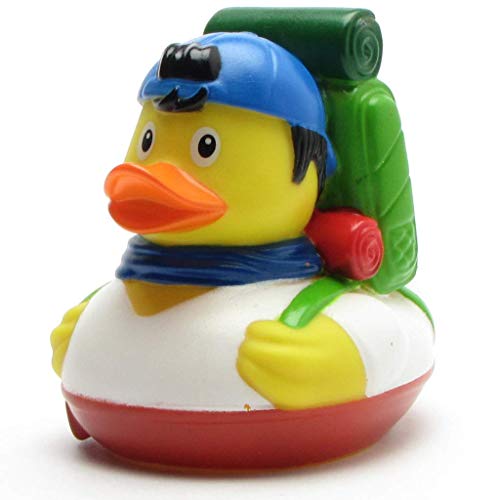 Backpacker Badeente I Quietscheente I L: 8,5 cm I inkl. Badeenten-Schlüsselanhänger im Set von Duckshop