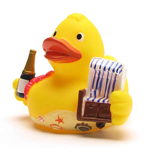 Badeente City Duck Sylt I Quietscheente Nordsee I Duckshop I L: 8 cm - inkl. Gummienten-Schlüsselanhänger im Set I Spielzeug für Babies und Kinder I Badespielzeug für die Badewanne von Duckshop