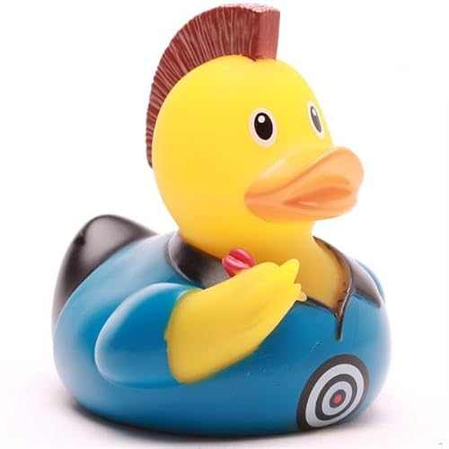 Badeente Dart inkl. Gummienten-Schlüsselanhänger im Set I L8,5cm I Quietscheente I Geschenk Sportler I von Duckshop