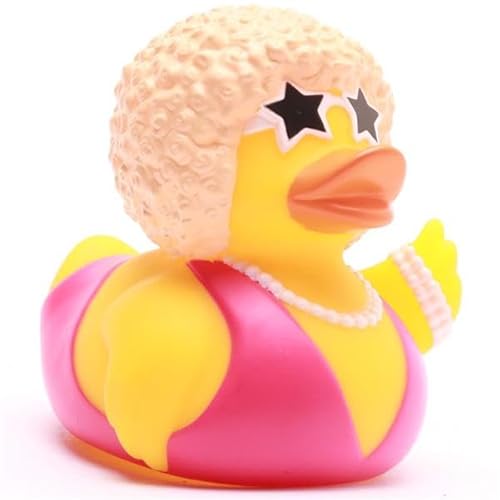 Badeente Disco-Queen inkl. Gummienten-Schlüsselanhänger im Set I L9cm I Quietscheente I Geschenk für Party I Geschenk für Feiern von Duckshop