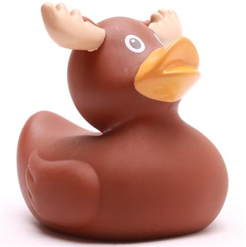 Duckshop I Badeente Elch inkl. Quietscheentchen-Schlüsselanhänger im Set I L8,5cm I Quietscheente I Geschenk Skandinavien I Geschenk USA Reise von Duckshop