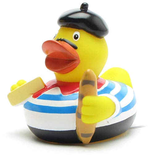 Duckshop I Badeente Frankreich I Quietscheente France I L: 7,5 cm I inkl. Quietscheentchen-Schlüsselanhänger im Set I Geschenk für Frankreich-Fans I Souvenir von Duckshop