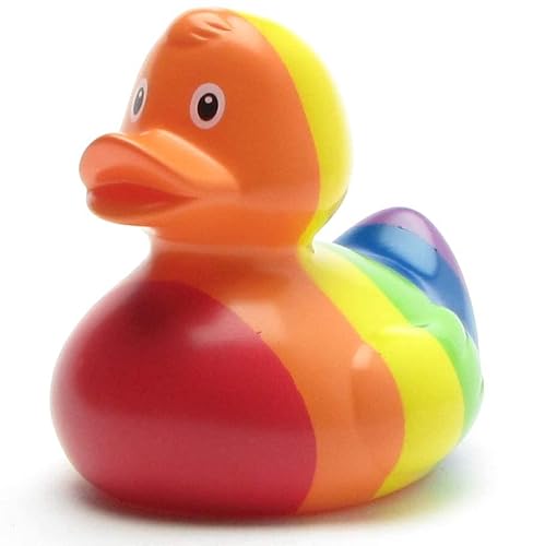 Badeente Happy Pride I Quietscheentchen I L: 9 cm I inkl. Badeenten-Schlüsselanhänger im Set von Duckshop