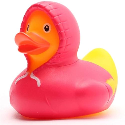 Badeente Hoodie pink I Quietscheentchen I L: 8 cm I inkl. Badeenten-Schlüsselanhänger von Duckshop