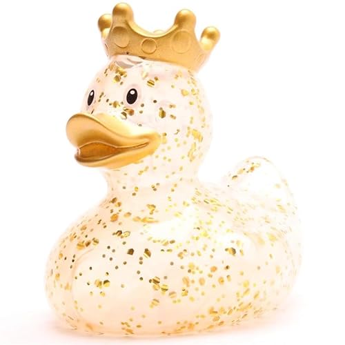 Badeente König Glitzer Gold - inkl. Gummienten-Schlüsselanhänger im Set, Quietscheente, königlich, Royals, Glitzer und Glamour, von Duckshop