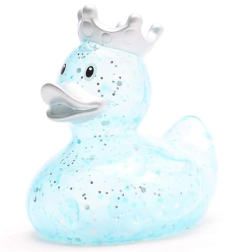 Badeente König Glitzer blau - inkl. Gummienten-Schlüsselanhänger im Set, Quietscheente, königlich, Royals, Glitzer und Glamour, von Duckshop