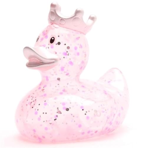 Badeente König Glitzer pink - inkl. Gummienten-Schlüsselanhänger im Set, Quietscheente, königlich, Royals, Glitzer und Glamour, von Duckshop