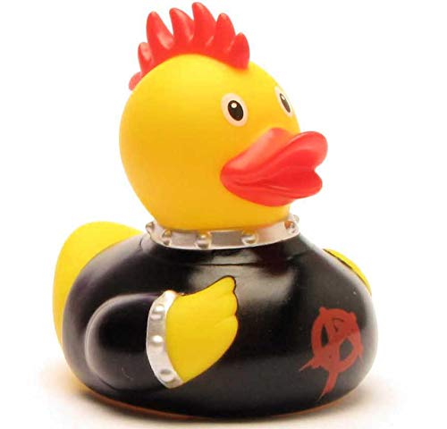 Badeente Punker I Quietscheente I L: 8,5 cm I inkl Badeenten-Schlüsselanhänger im Set von Duckshop