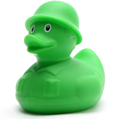 Duckshop I Badeente Soldat I Quietscheente I L: 8,5 cm I inkl. Quietscheentchen -Schlüsselanhänger im Set I Geschenk Militär I Geschenk Sammler von Duckshop