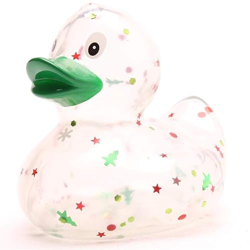 Badeente Xmas Glitzer - grüner Schnabel I Quietscheente I Gummiente weihnachtlicher Glanz I Xmas Motive von Duckshop