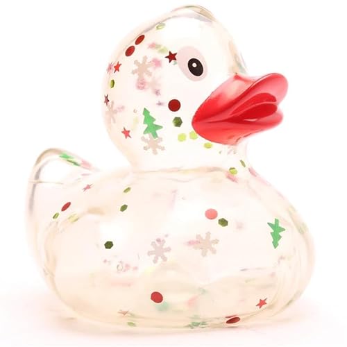 Badeente Xmas Glitzer - roter Schnabel I Quietscheente I Gummiente weihnachtlicher Glanz I Xmas Motive von Duckshop