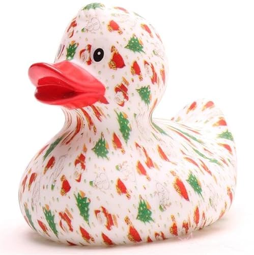 Badeente Xmas - roter Schnabel I Quietscheente I Gummiente weihnachtliches Motiv I Xmas Motive I Weihnachtsdruck von Duckshop