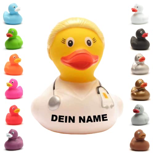 Badeente - personalisierbar (Ärztin blond Ente) von Duckshop