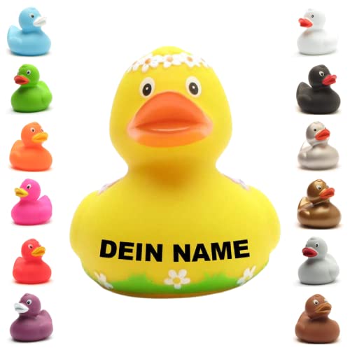 Badeente - personalisierbar (Blumendesign Ente) von Duckshop