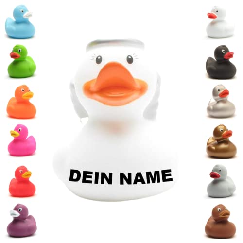 Badeente - personalisierbar (Engel Ente mit Wimpern Weiss) von Duckshop