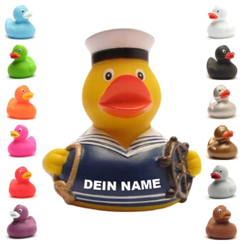 Badeente - personalisierbar (Matrosen Ente blau) von Duckshop