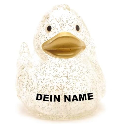 Badeente - personalisierbar - viele Farben L: 7,5 cm (Glitzer Gold) von Duckshop