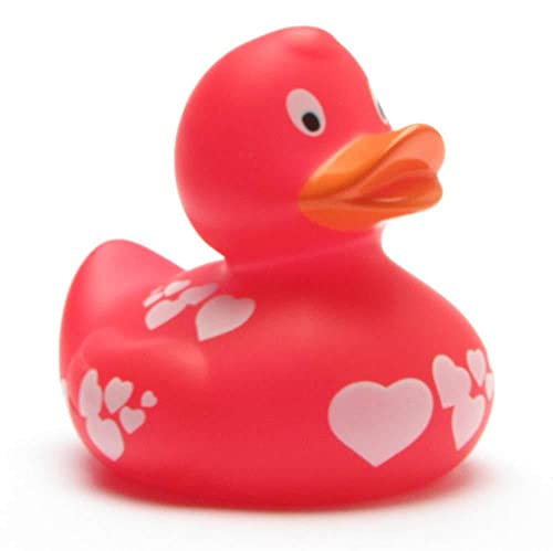 Badeente rot mit Herzchen I Quietscheente I L: 9 cm von Duckshop