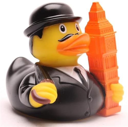 Big Ben Badeente inkl. Gummienten-Schlüsselanhänger im Set I L9cm I Quietscheente I Geschenk für Sightseeing von Duckshop