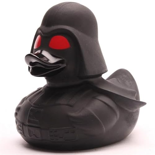 Duckshop I Black Star Badeente Red Eye I Quietscheente I L: 8,5 cm - inkl. Quietscheentchen-Schlüsselanhänger im Set I Geschenk für Star Wars Fans I Geschenk Science-Fiction Fans von Duckshop