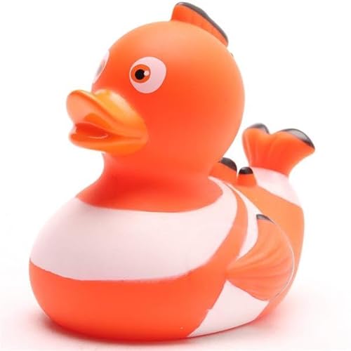 Duckshop I Clownfisch Badeente inkl. Quietscheentchen-Schlüsselanhänger im Set I L9cm I Quietscheente I Geschenk für Tierfreunde von Duckshop