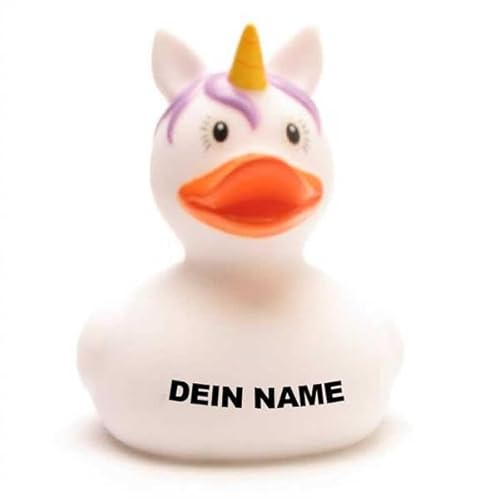 DUCKSHOP Badeenten - personalisierbar (Einhorn Ente weiss) von Duckshop