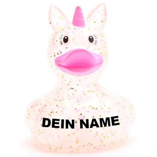 DUCKSHOP Badeenten - personalisierbar (Ente Einhorn Glitzer bunt) von Duckshop