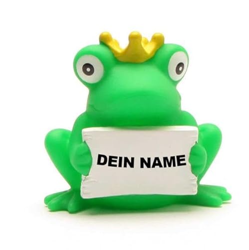 DUCKSHOP Badeenten - personalisierbar (Froschkönig mit Grußschild) von Duckshop