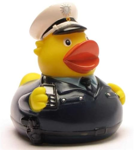 DUCKSHOP I Badeente Polizei I Quietscheente Polizist I L: 7,5 cm I inkl. Gummienten-Schlüsselanhänger im Set von Duckshop