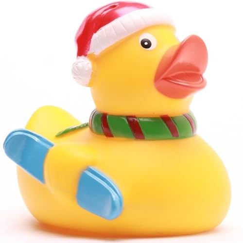 Duckshop I Quietscheentchen Weihnachtsmann Ski I Badeente I Quietscheente I Geschenk Weihnachten I Geschenk Skifahrer I Wintersport von Duckshop