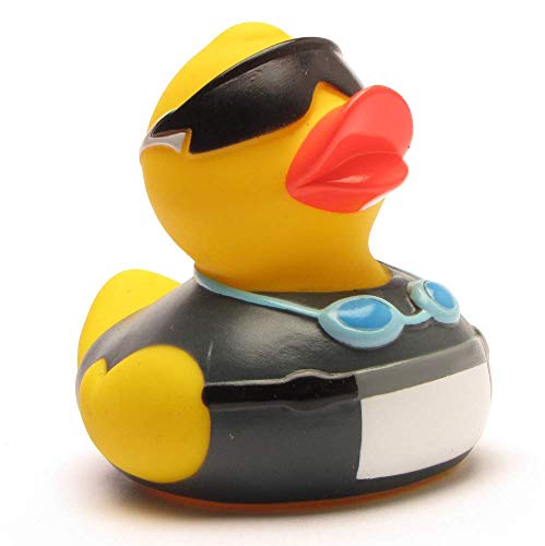 Badeente Triathlon I Quietscheente I Duckshop I L: 8 cm I inkl. Badeenten-Schlüsselanhänger im Set von Duckshop