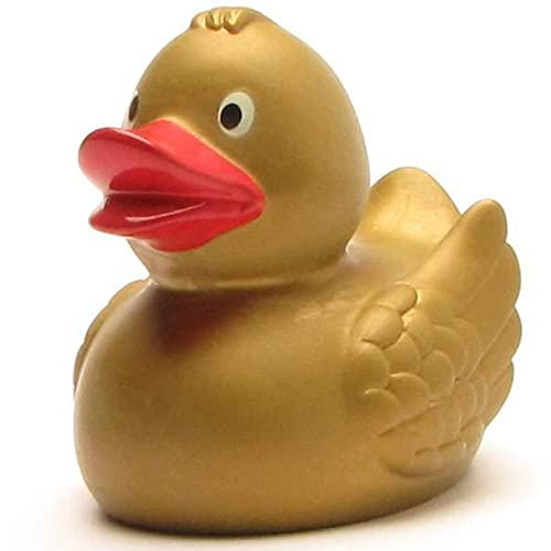 Duckshop Gold Badeente I Quietscheente I L: 8 cm I inkl.Badeenten-Schlüsselanhänger im Set von Duckshop