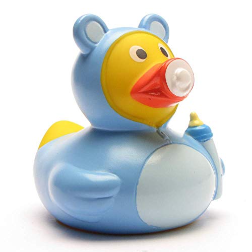 DUCKSHOP I Badeente Baby Junge I Quietscheente I L: 7,5 cm I inkl. Badeenten-Schlüsselanhänger im Set von Duckshop