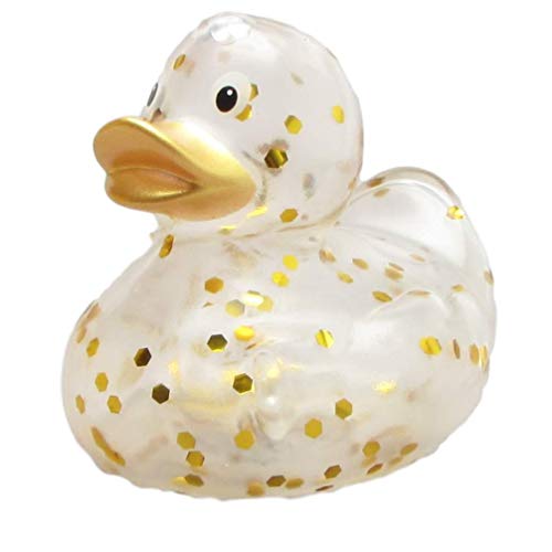 Duckshop I Badeente Glitzer transparent Gold I Quietscheente I L: 9 cm von Duckshop