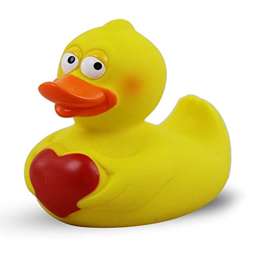 Duckshop I Badeente mit Herz I Quietscheente I Quietscheentchen I L: 9,5 cm I Geschenk Valentinstag von Duckshop