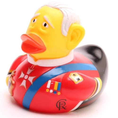 Duckshop I Badeente King Charles I Quietscheentchen Buckingham-Palast I Quietscheente I L: 10 cm I König England I Geschenk von Duckshop