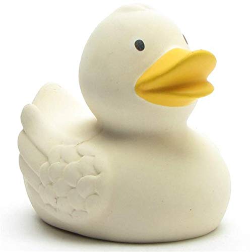 Duckshop I Badeente Naturkautschuk I Gummiente I Weiss I L: 7,5 cm I inkl. Badeenten-Schlüsselanhänger im Set von Duckshop