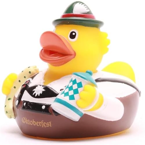 Duckshop I Badeente Oktoberfest Ente I Quietscheente I L: 8,5 cm I Geschenk Bayern I Geschenk Oktoberfest von Duckshop